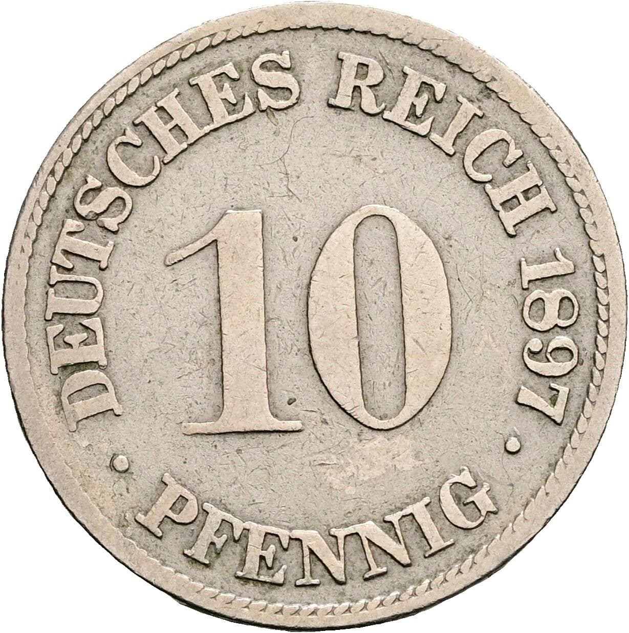 10 Pfennig 1897 G – Vorderseite