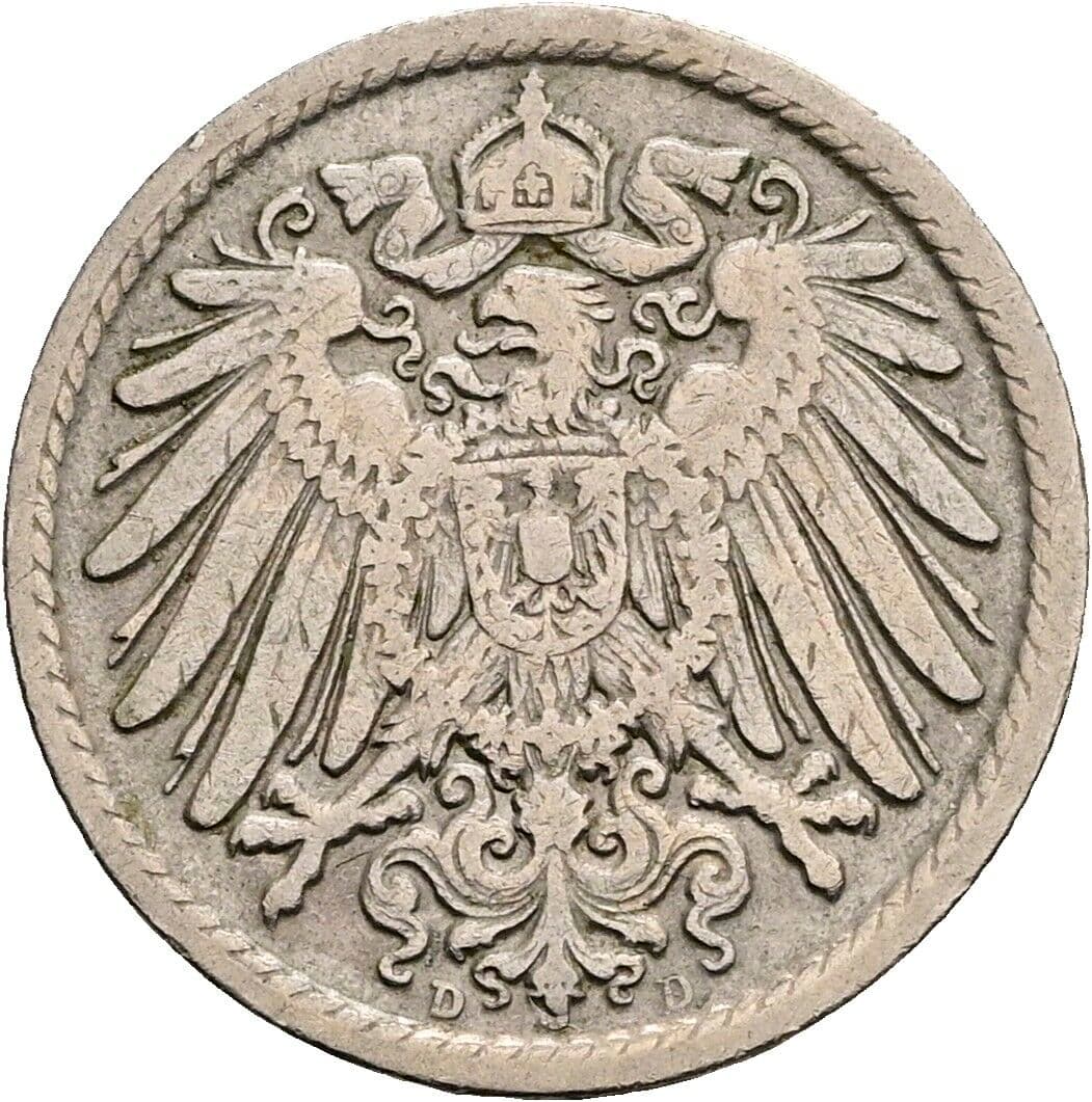 5 Pfennig 1905 D – Rückseite