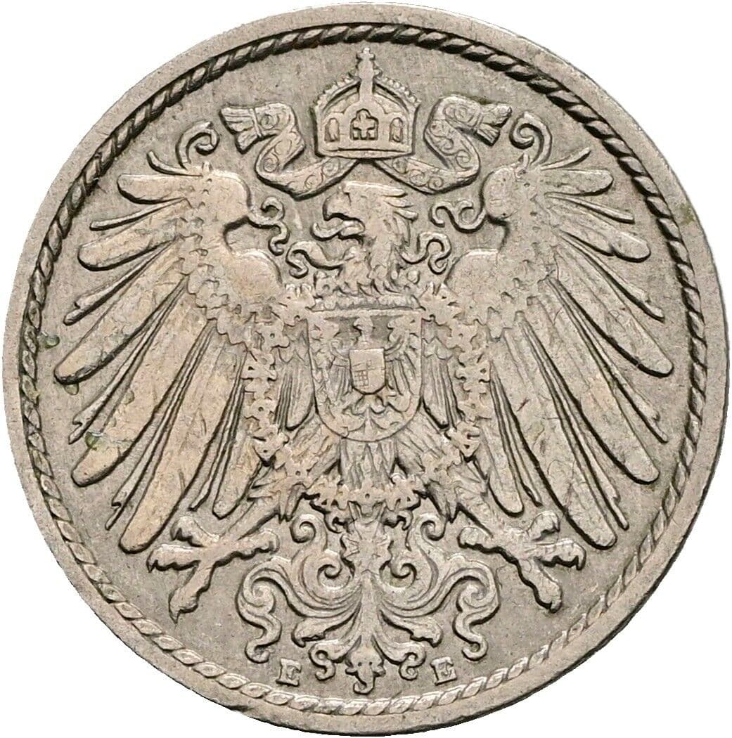 5 Pfennig 1908 E – Rückseite