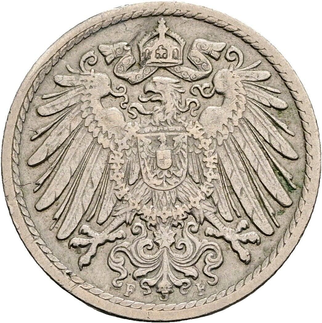 5 Pfennig 1912 F – Rückseite