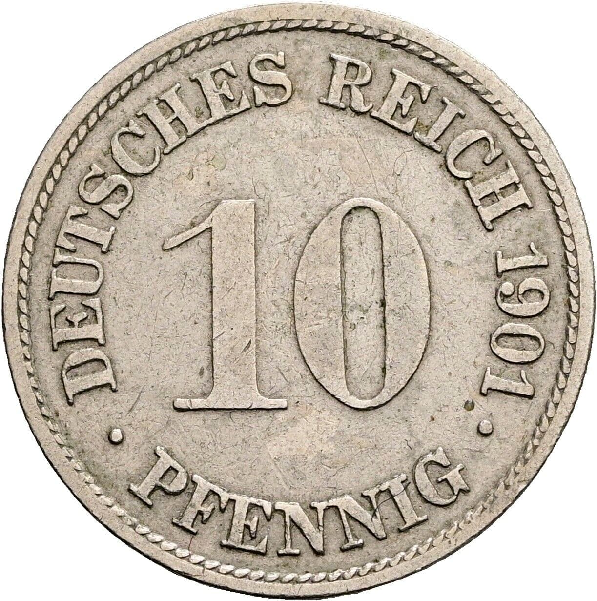 10 Pfennig 1901 G – Vorderseite