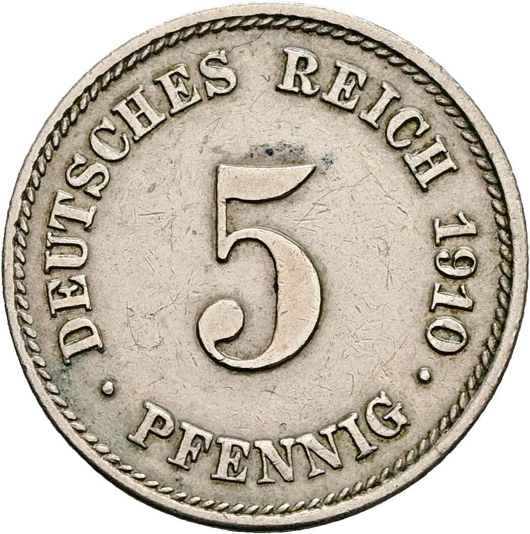 5 Pfennig 1910 E – Vorderseite