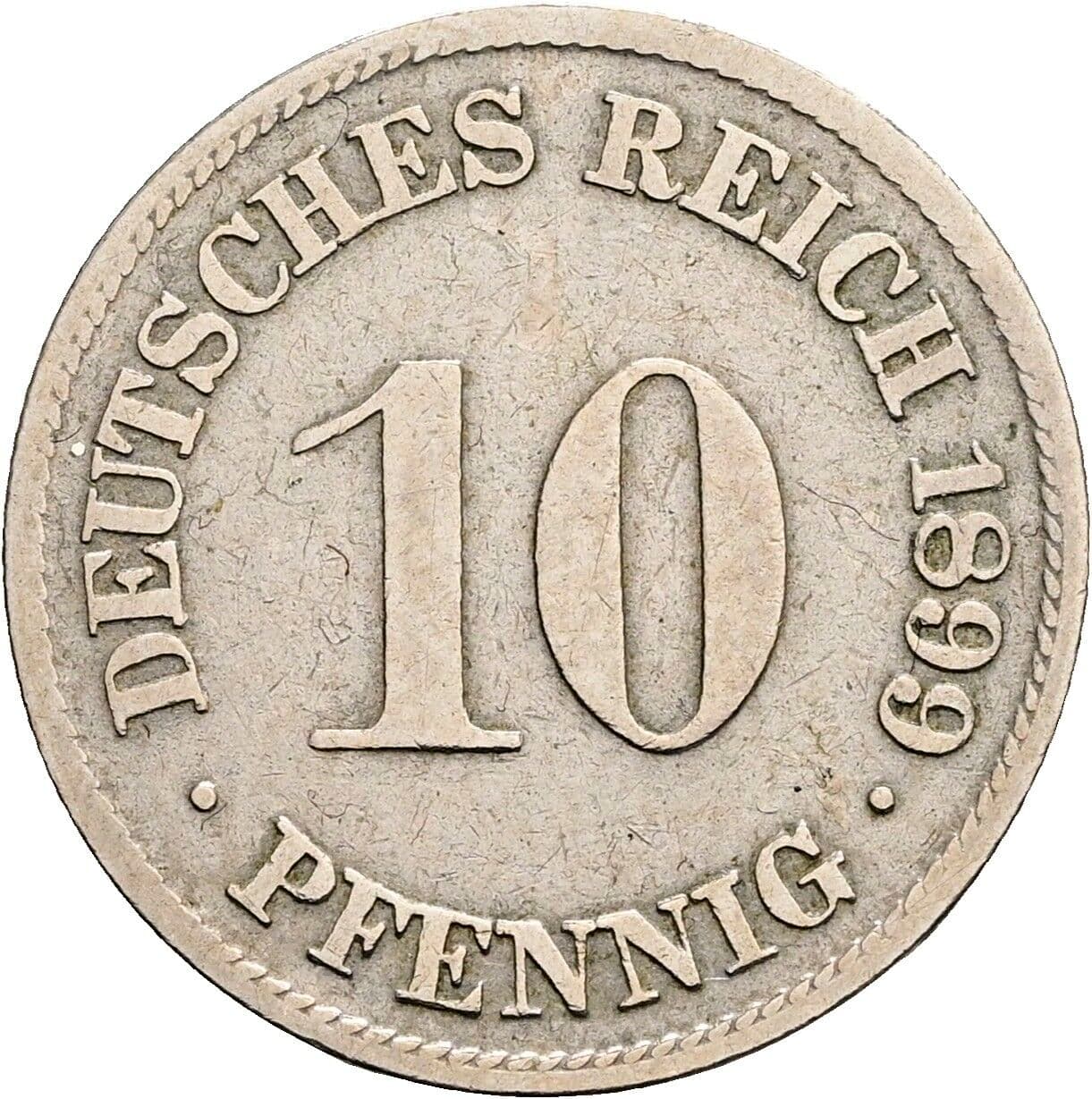 10 Pfennig 1899 F – Vorderseite