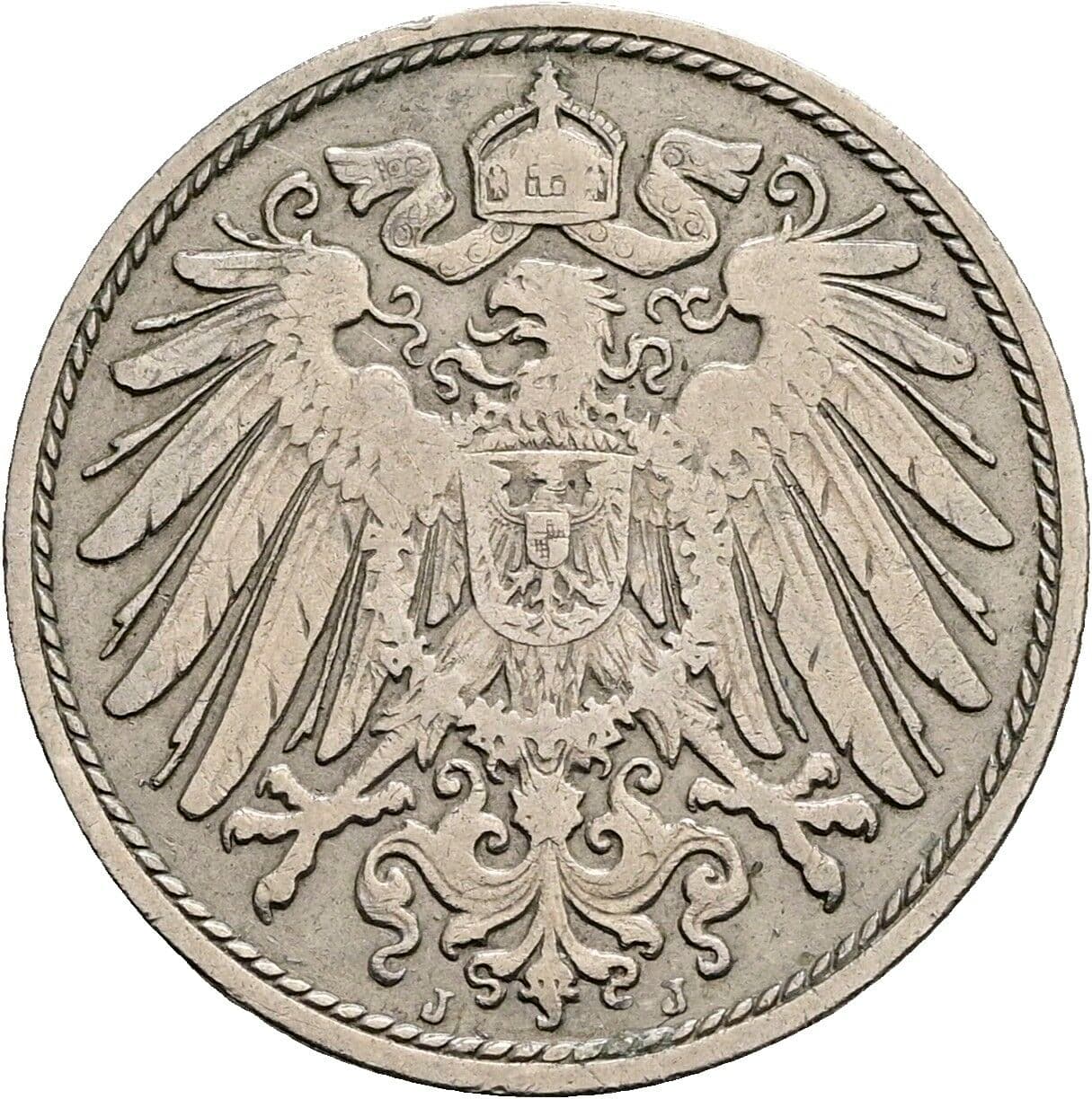 10 Pfennig 1908 J – Rückseite