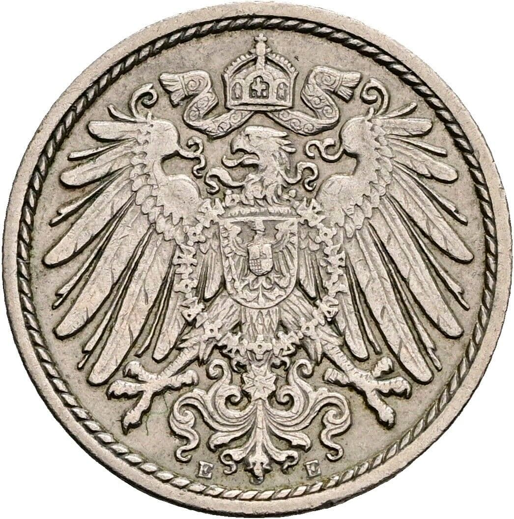 5 Pfennig 1910 E – Rückseite