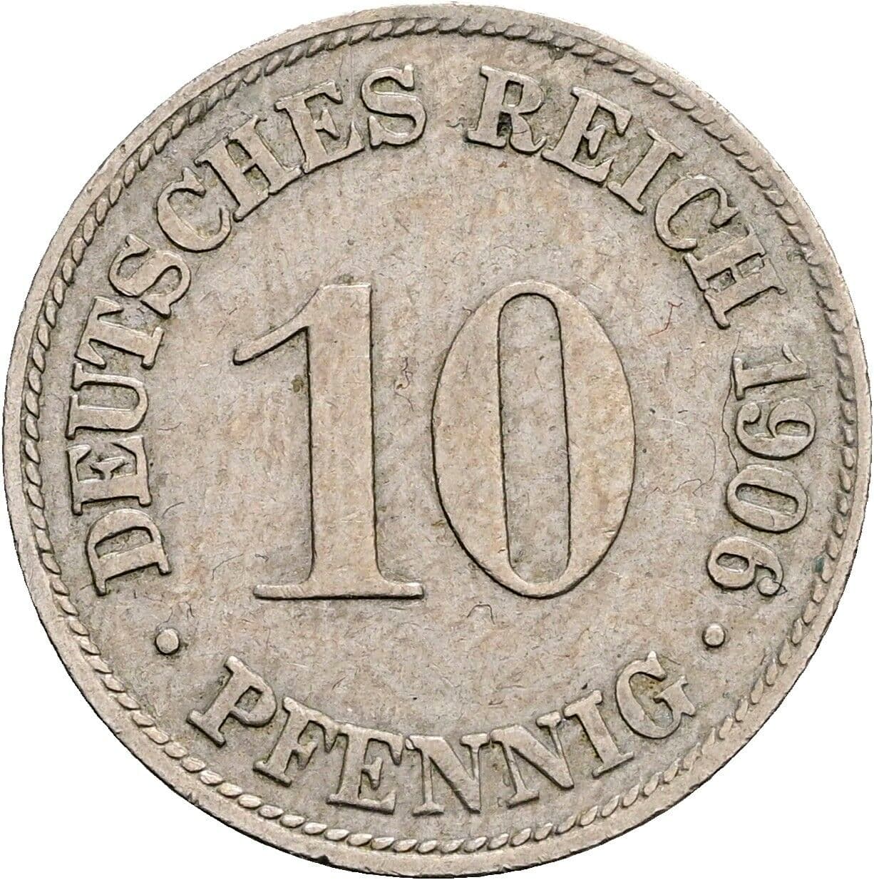 10 Pfennig 1906 D – Vorderseite