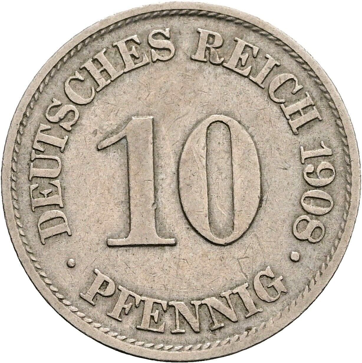 10 Pfennig 1908 A – Vorderseite