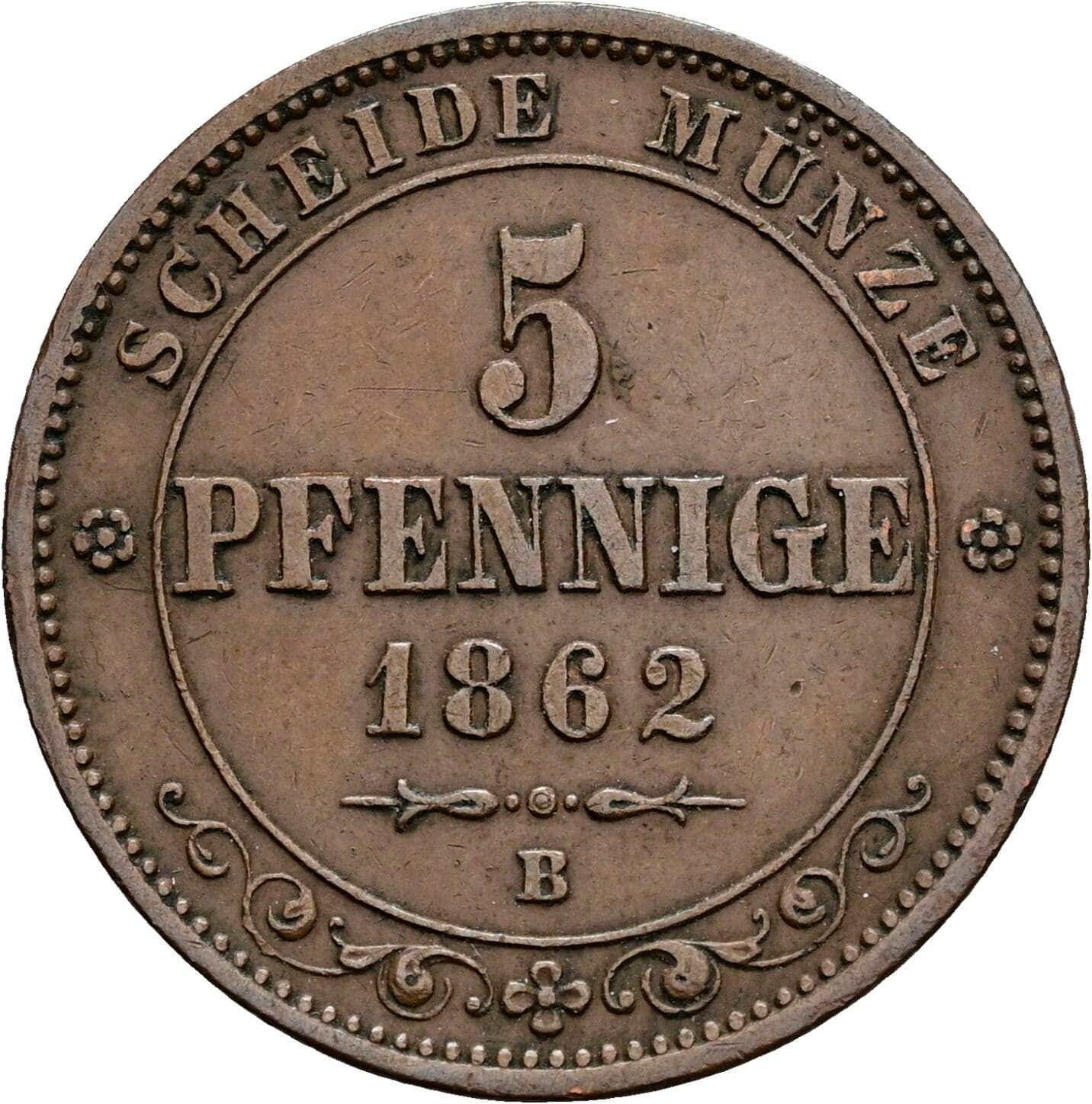 5 Pfennige Johann 1854-1873 1862 B – Vorderseite