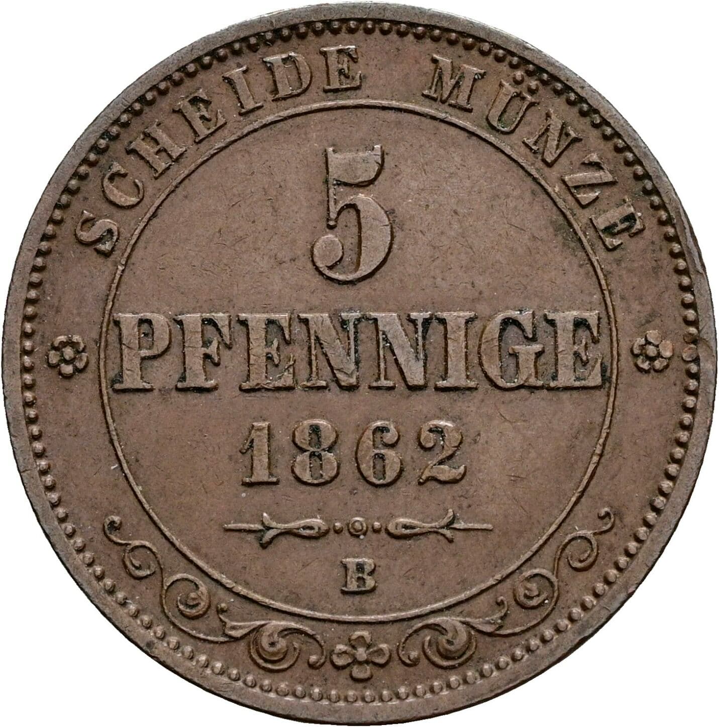 5 Pfennige Johann 1854-1873 1862 B – Vorderseite