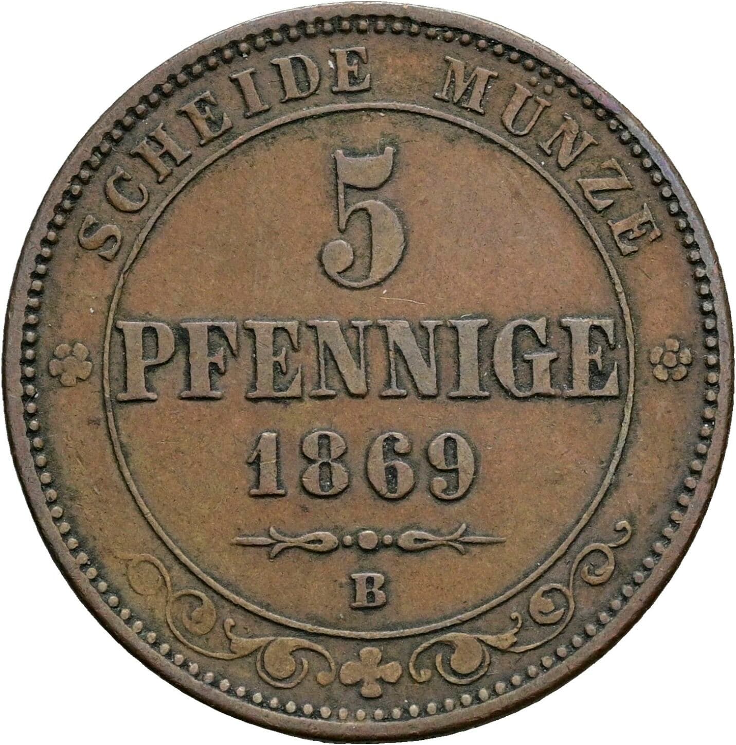 5 Pfennige Johann 1854-1873 1869 B – Vorderseite