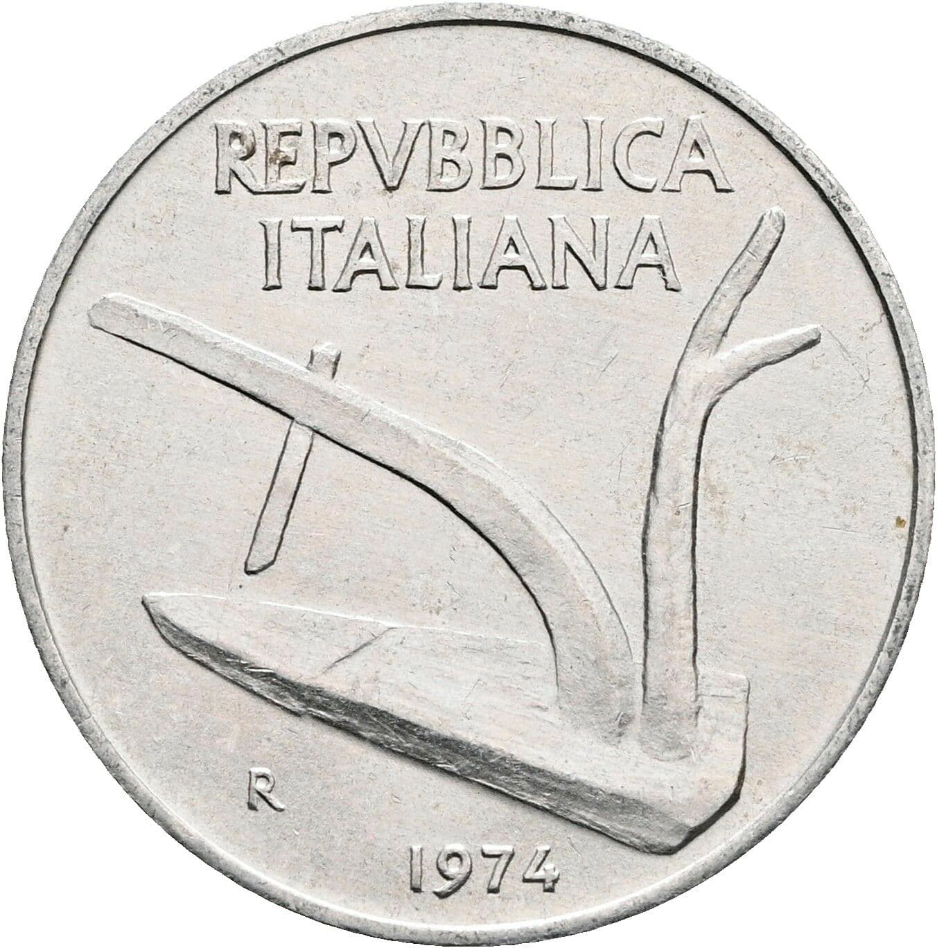 10 Lire 1974 – Rückseite