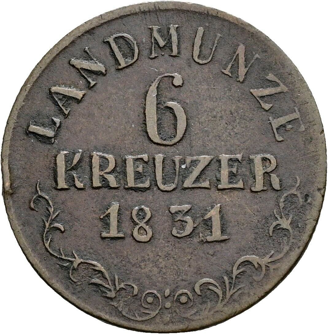 6 Kreuzer Bernhard Erich Freund (1803-1866) 1831 L – Vorderseite