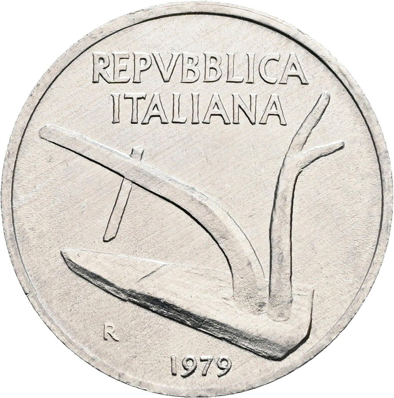 10 Lire 1979 – Rückseite