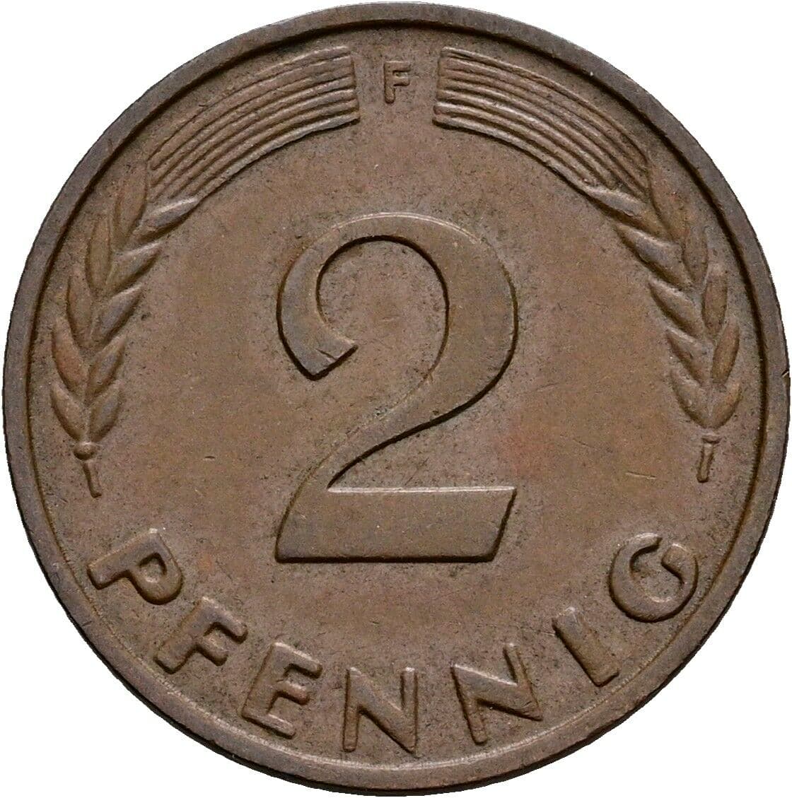 2 Pfennig 1960 F – Vorderseite