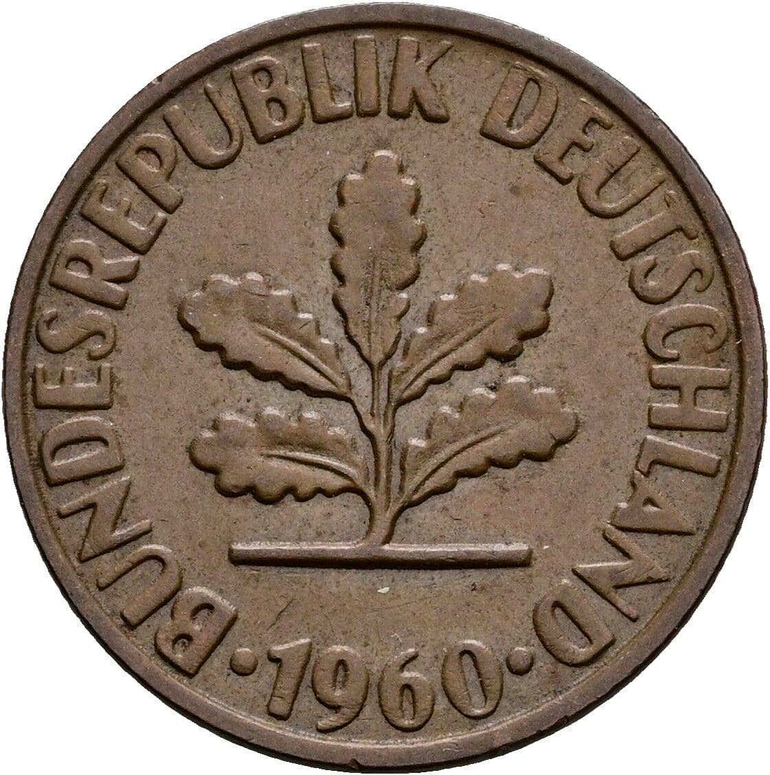 2 Pfennig 1960 F – Rückseite