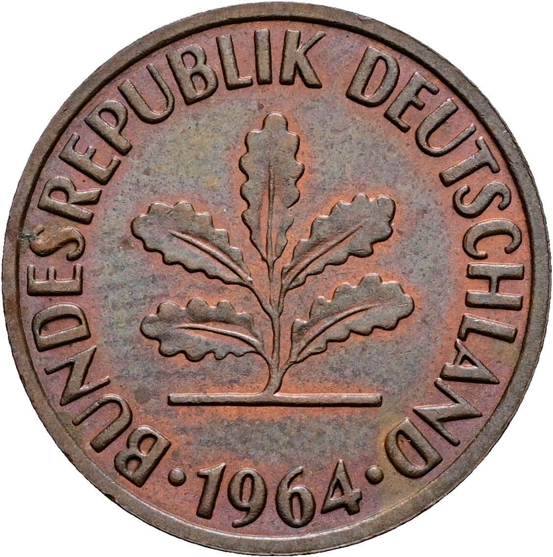 2 Pfennig 1964 F – Rückseite