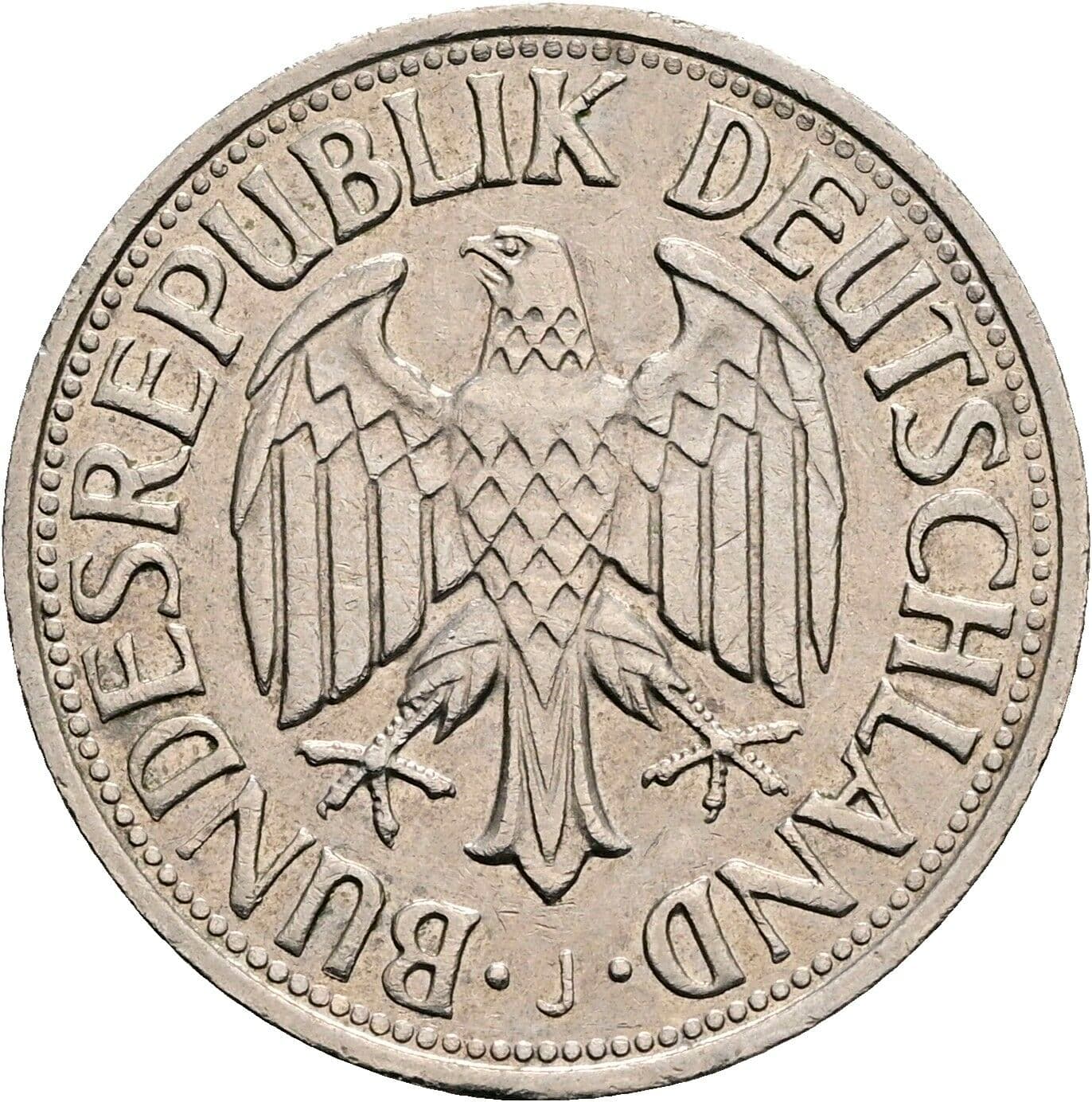 1 Deutsche Mark 1967 J – Rückseite