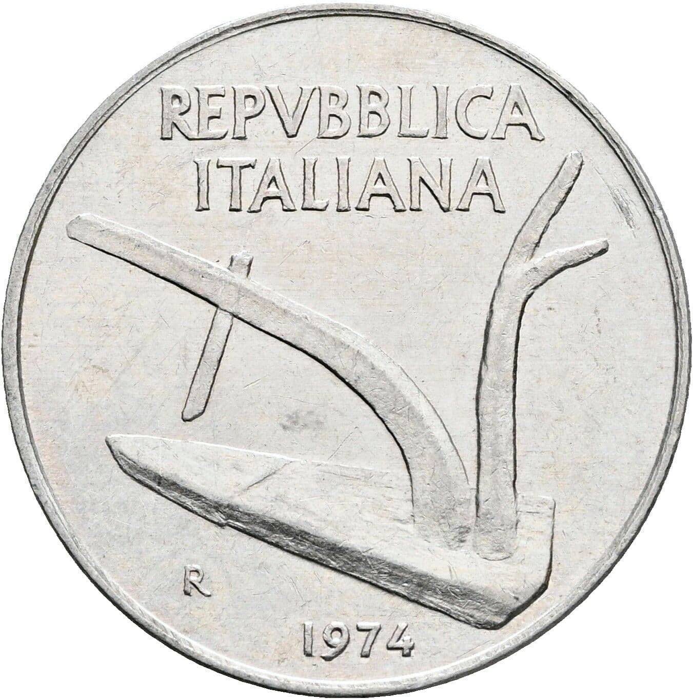 10 Lire 1974 – Rückseite