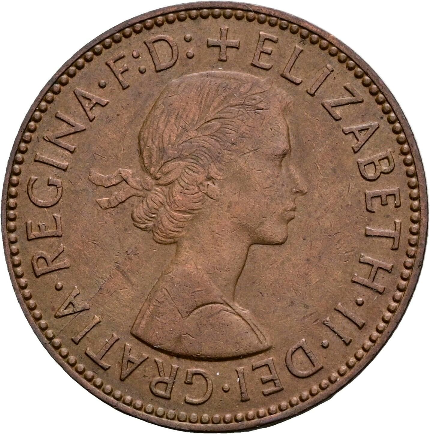 Half Penny Elisabeth II. 1952-2022 1960 – Vorderseite