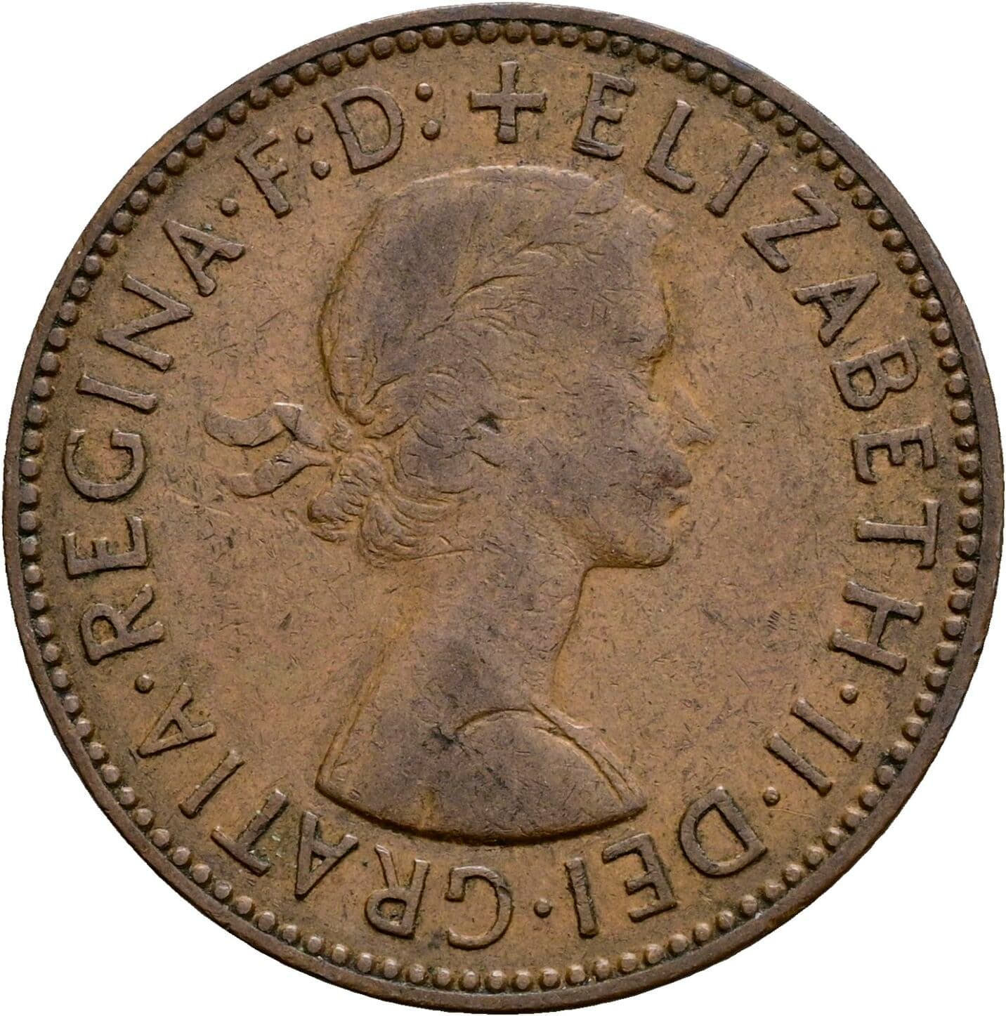 Half Penny Elisabeth II. 1952-2022 1962 – Vorderseite