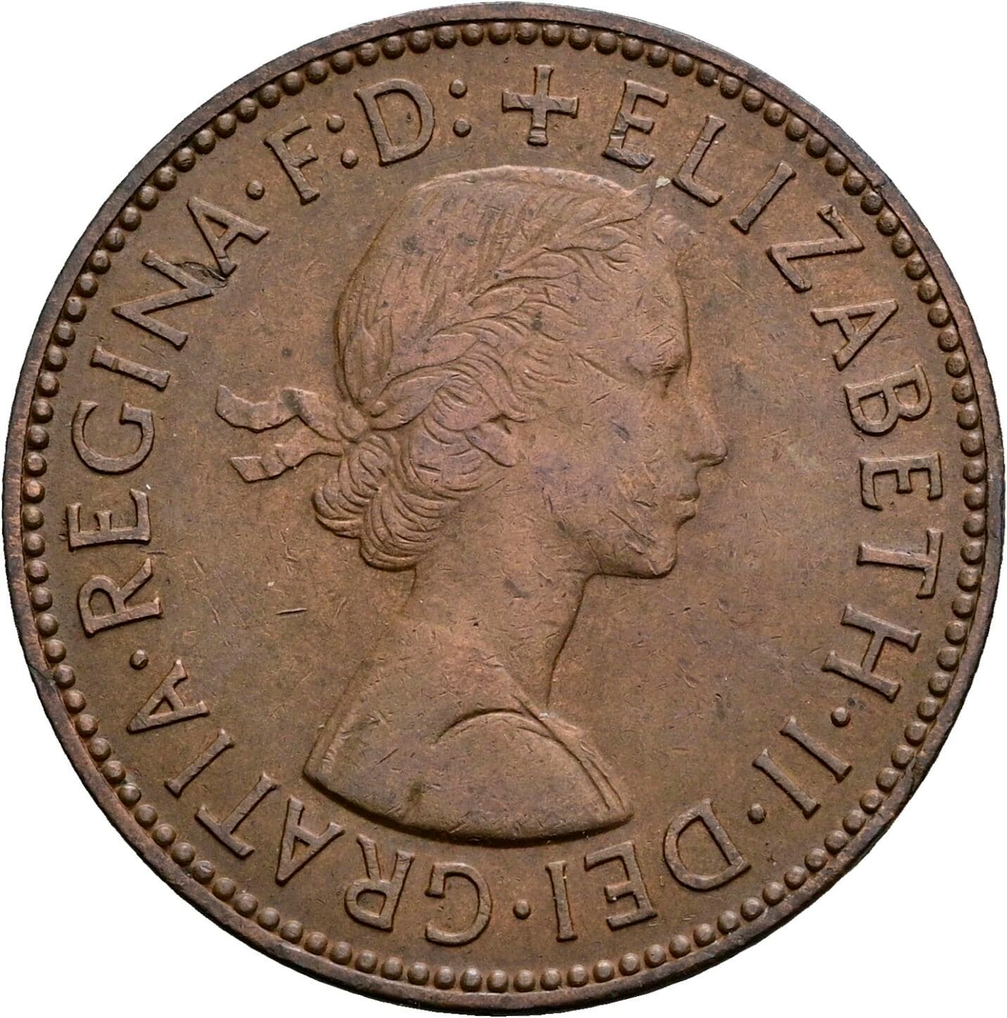 Half Penny Elisabeth II. 1952-2022 1958 – Vorderseite