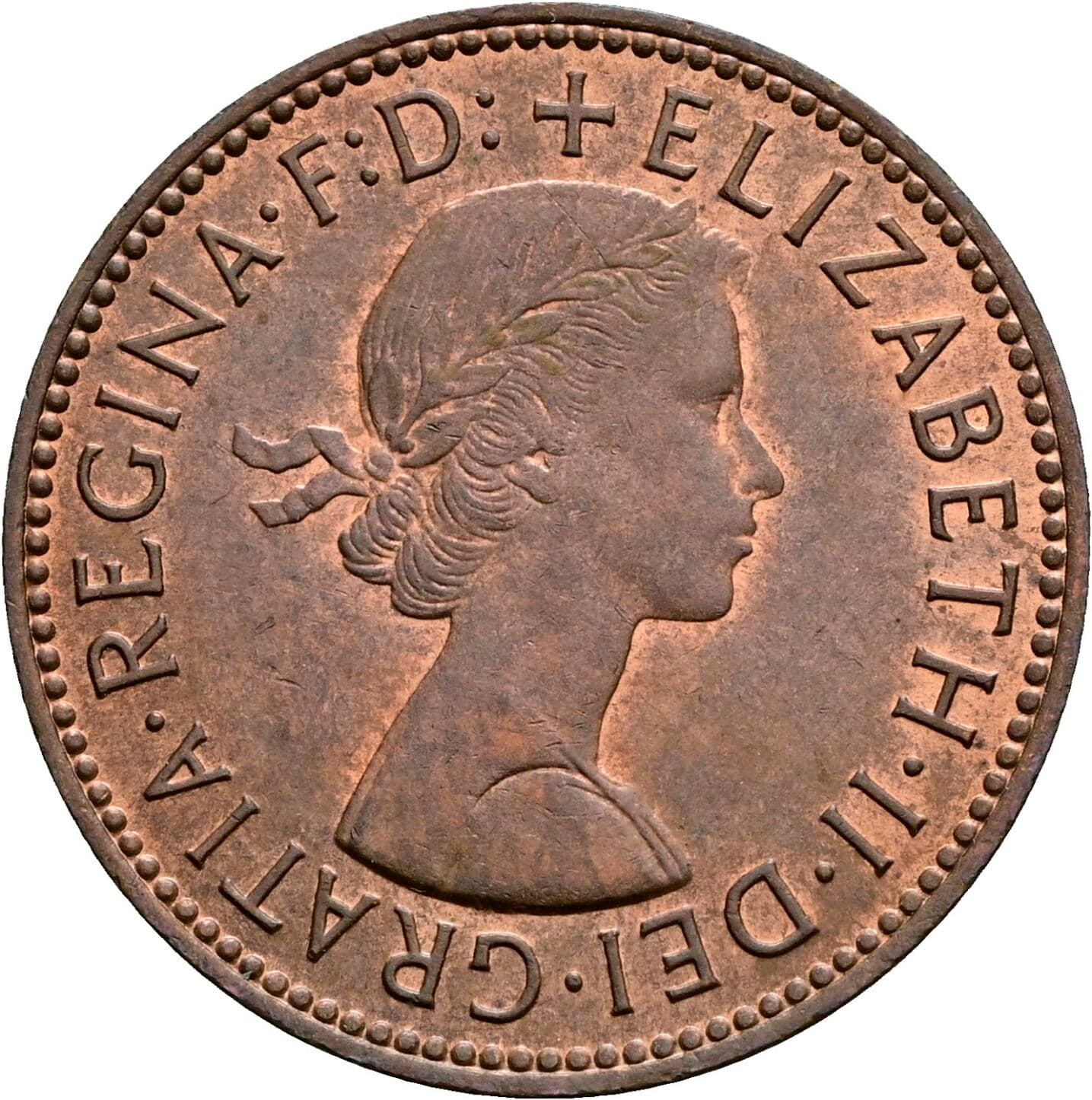 Half Penny Elisabeth II. 1952-2022 1966 – Vorderseite