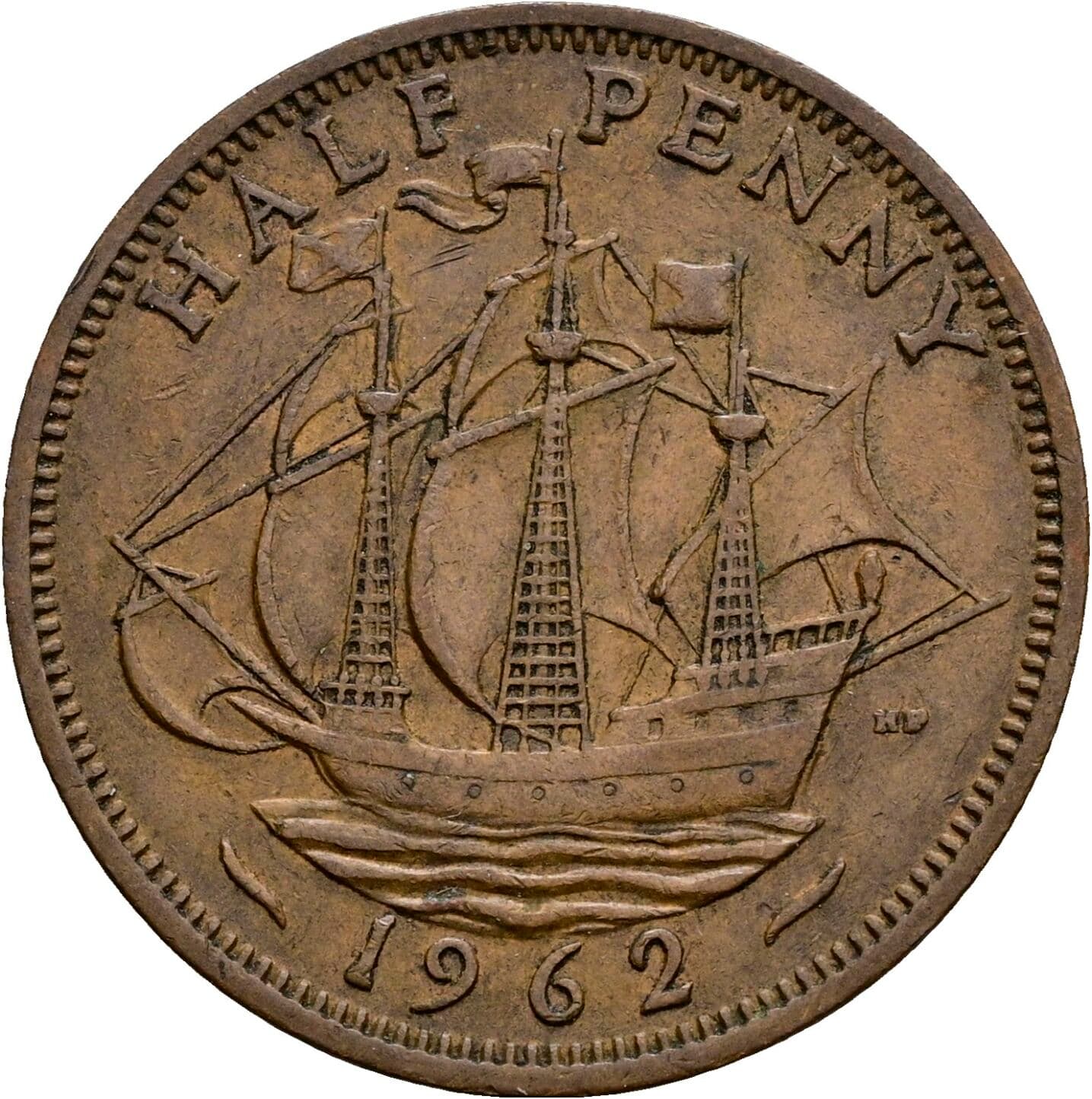 Half Penny Elisabeth II. 1952-2022 1962 – Rückseite