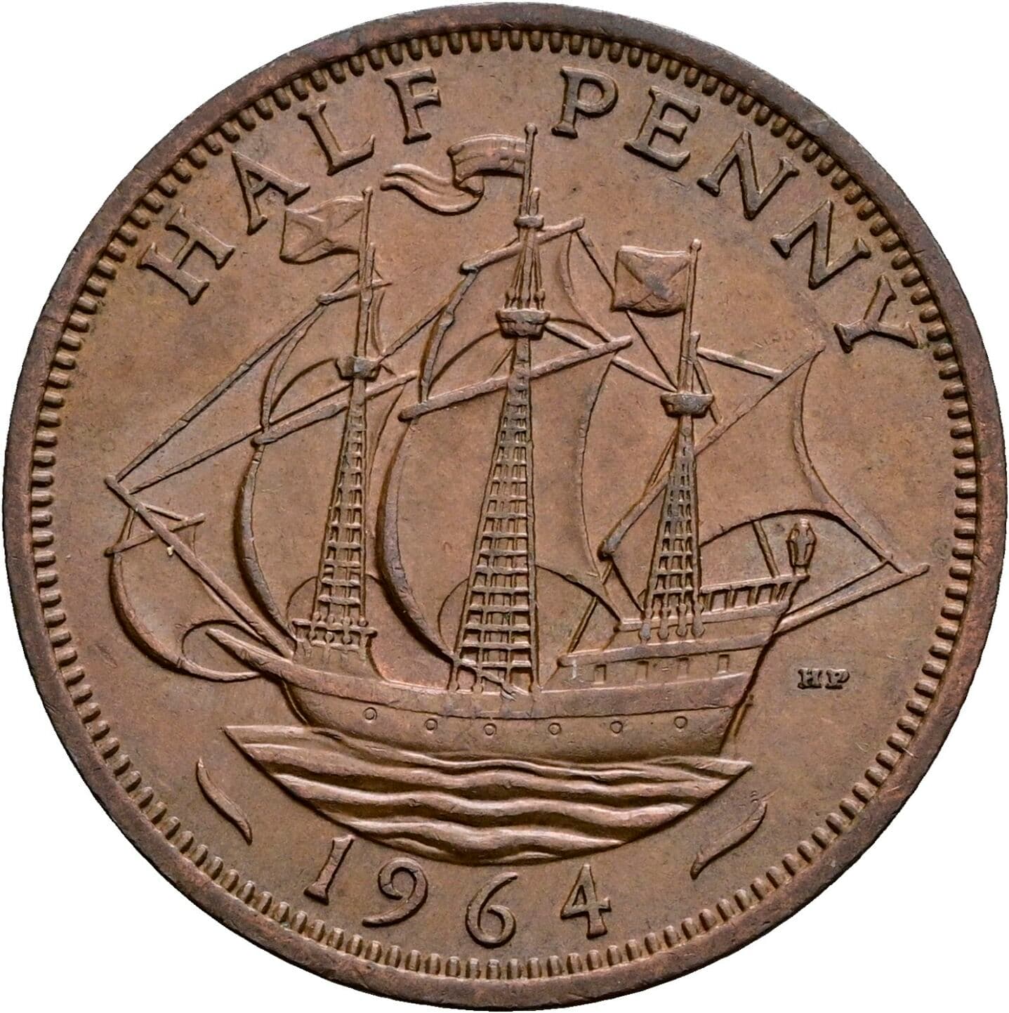 Half Penny Elisabeth II. 1952-2022 1964 – Rückseite