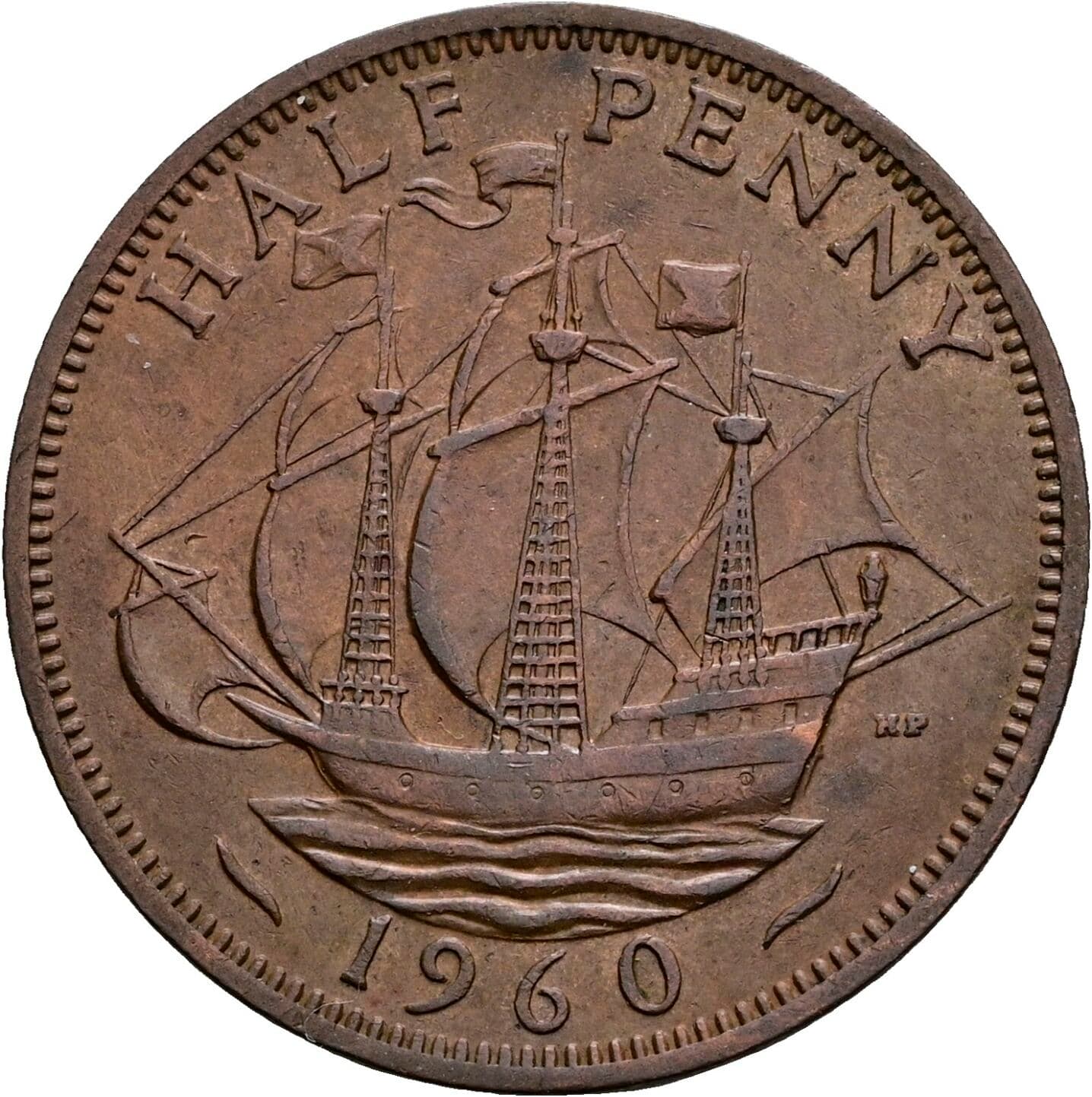 Half Penny Elisabeth II. 1952-2022 1960 – Rückseite