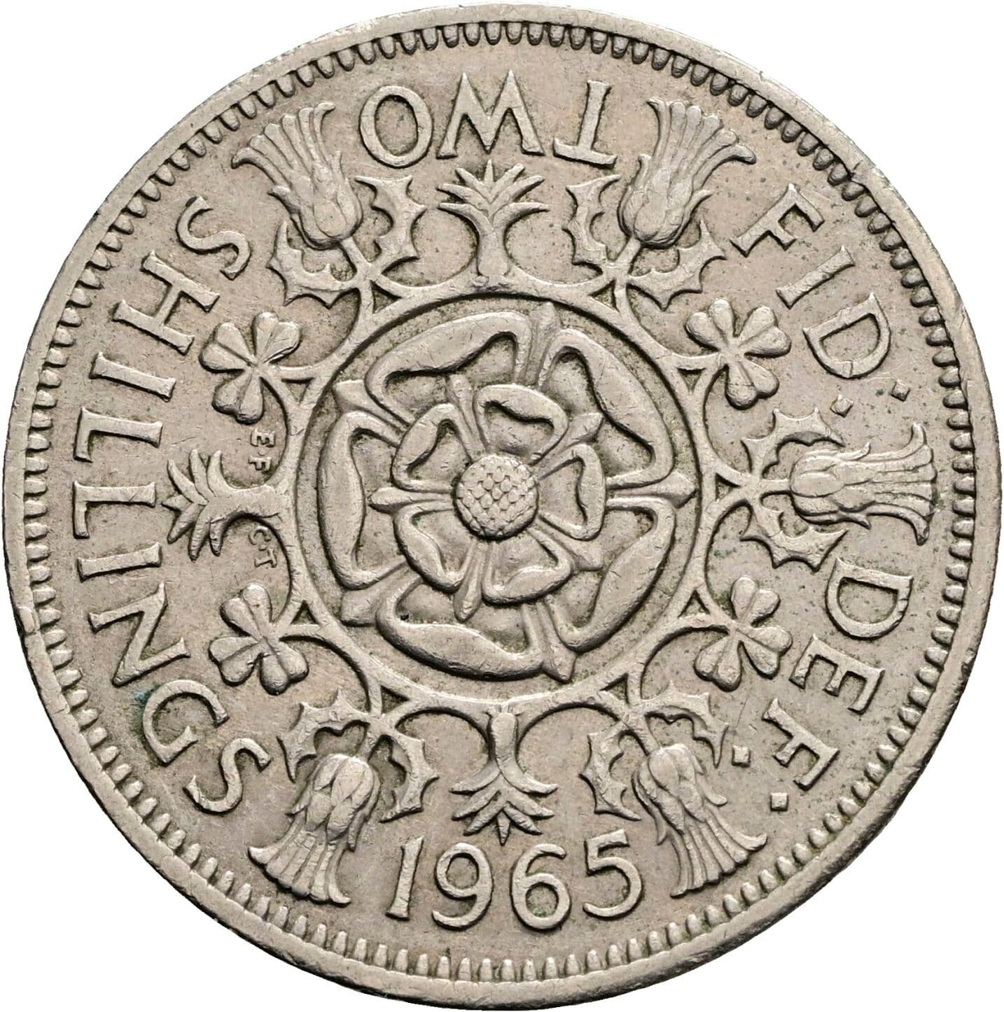 2 Shillings Elisabeth II. 1952-2022 1965 – Rückseite