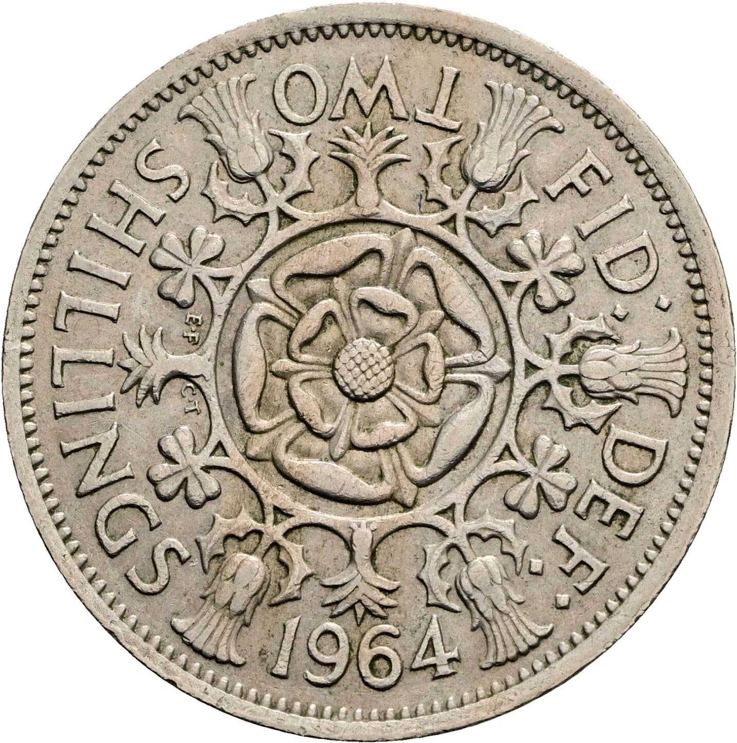 2 Shillings Elisabeth II. 1952-2022 1964 – Rückseite