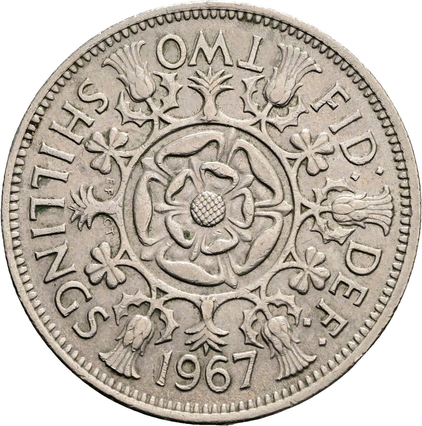 2 Shillings Elisabeth II. 1952-2022 1967 – Rückseite