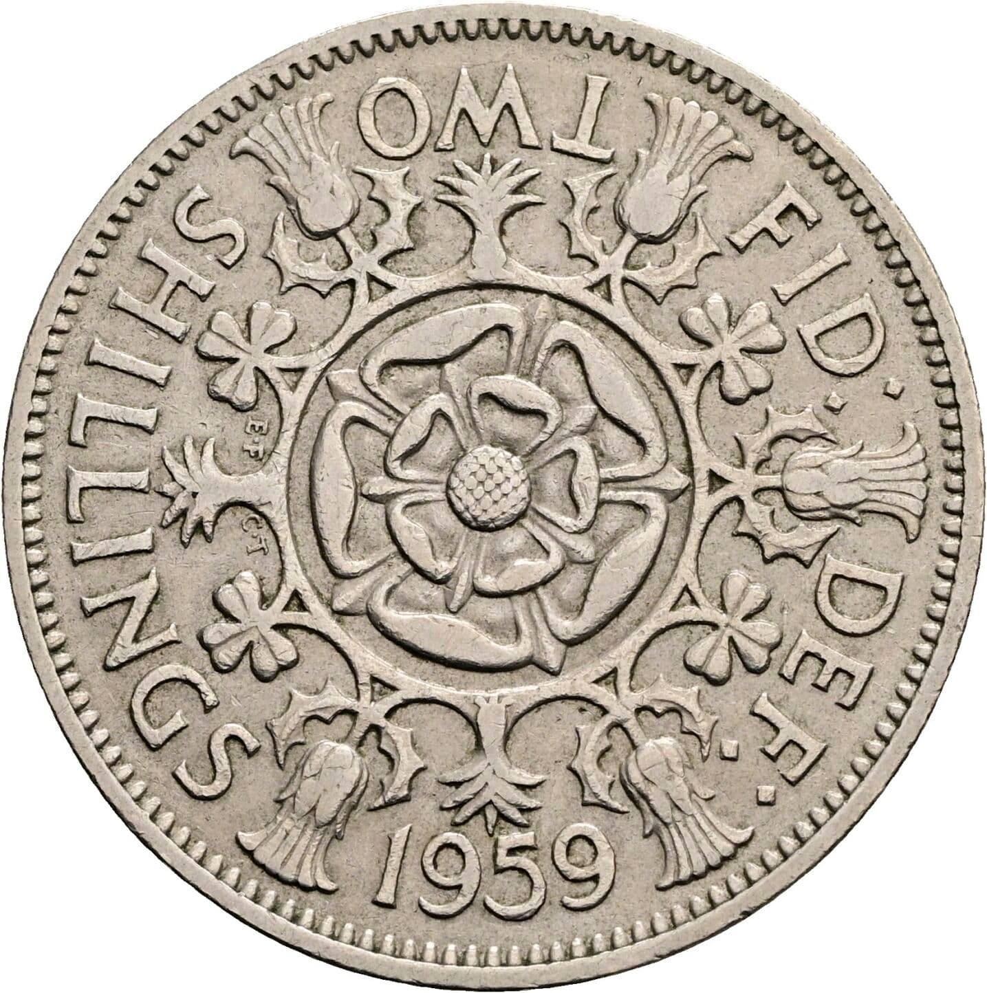 2 Shillings Elisabeth II. 1952-2022 1959 – Rückseite