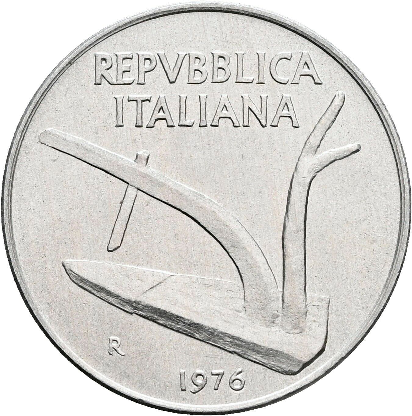 10 Lire 1976 – Rückseite