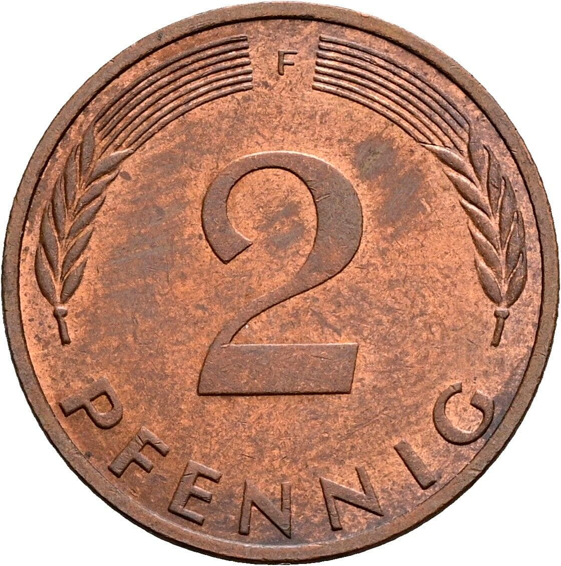 2 Pfennig 1974 F – Vorderseite