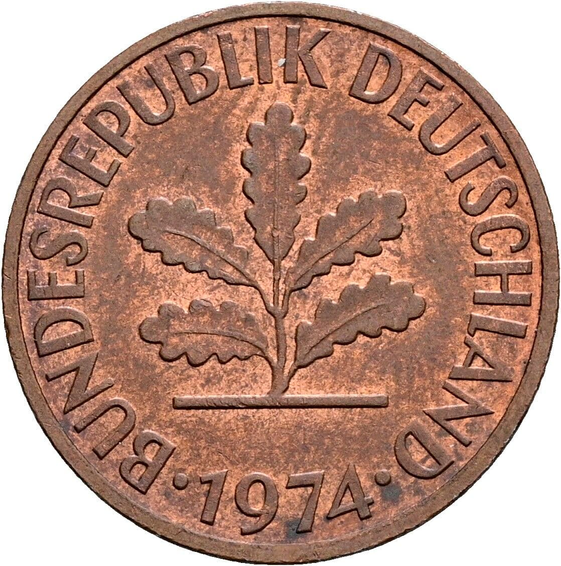 2 Pfennig 1974 F – Rückseite