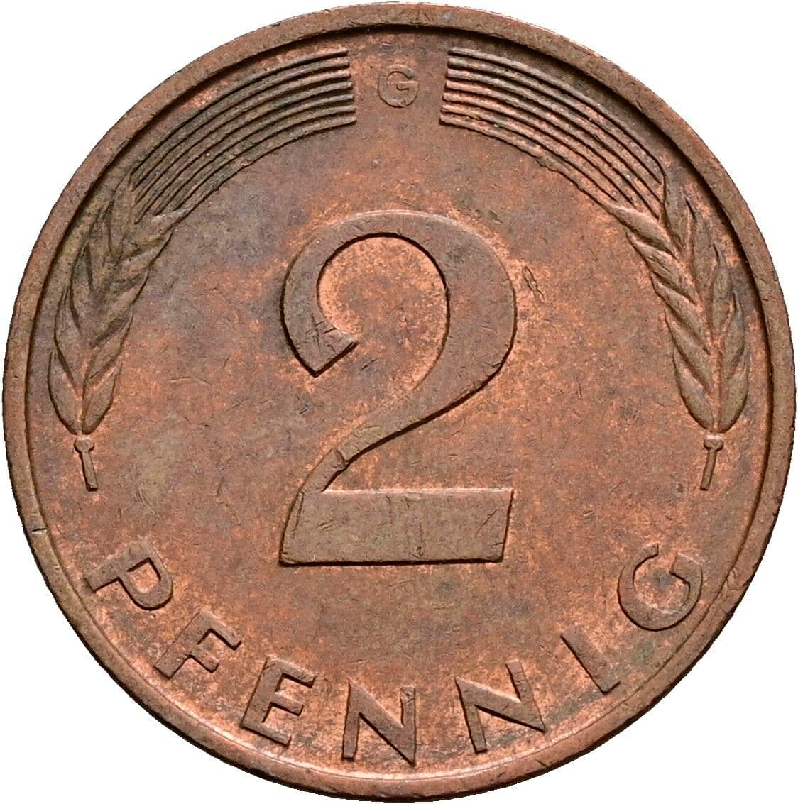2 Pfennig 1980 G – Vorderseite