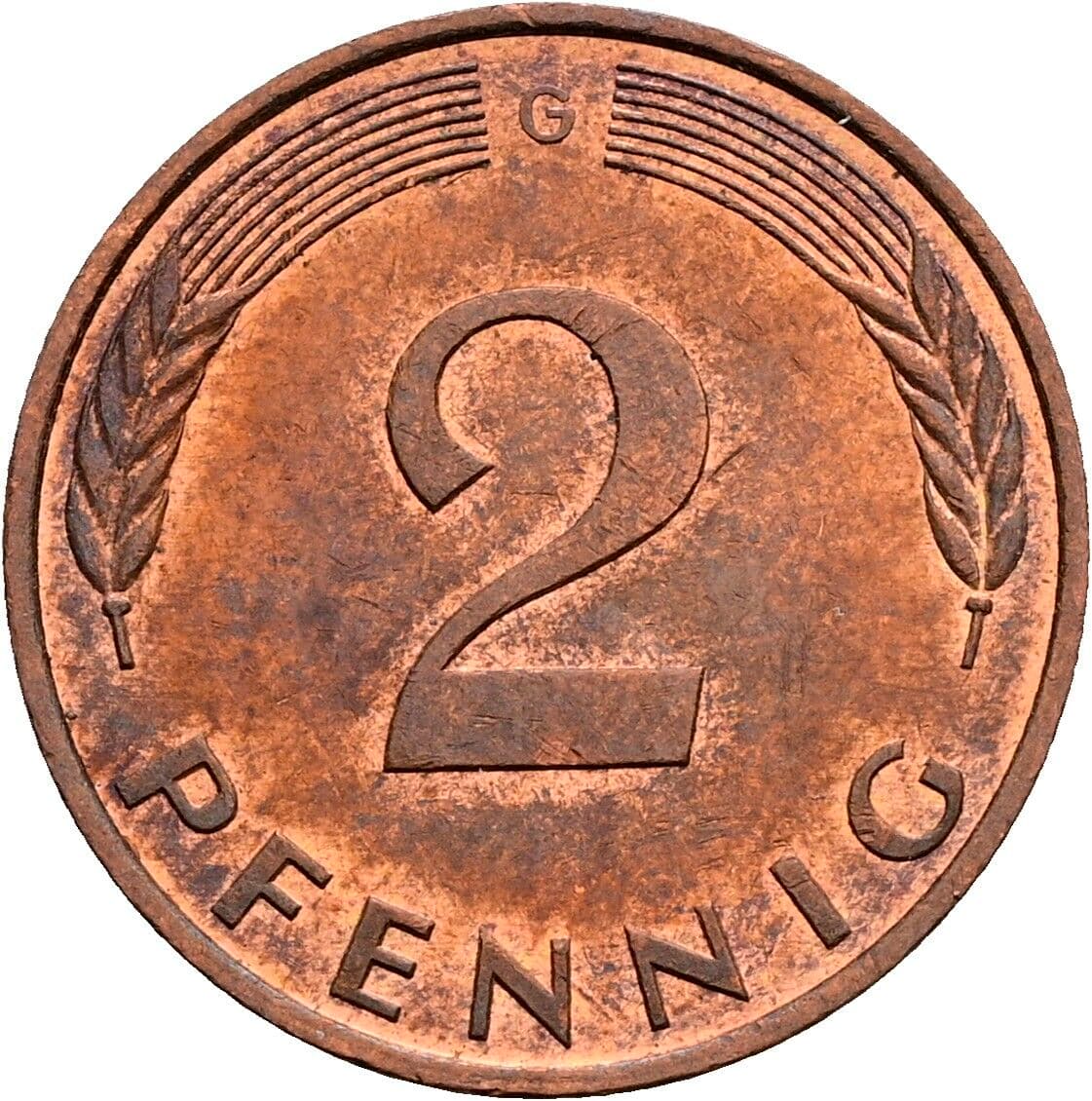 2 Pfennig 1988 G – Vorderseite
