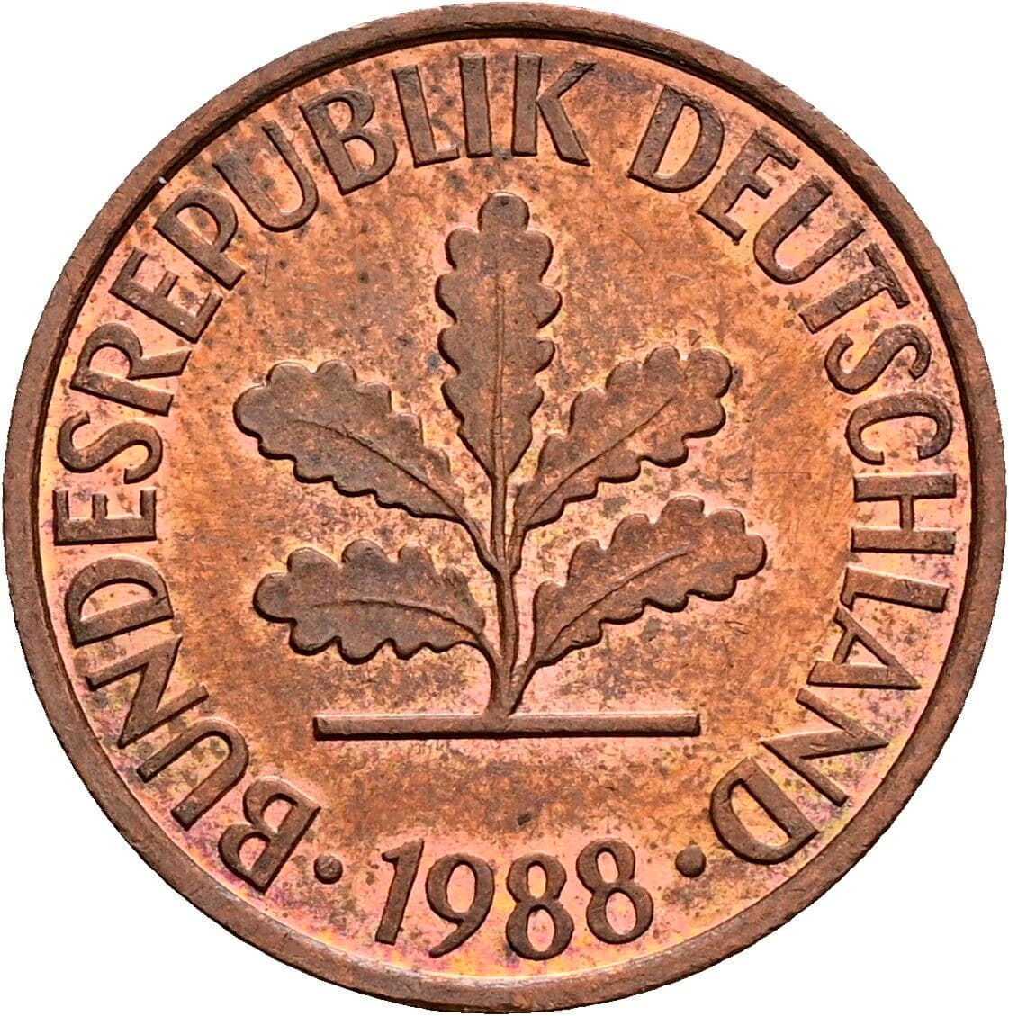 2 Pfennig 1988 G – Rückseite