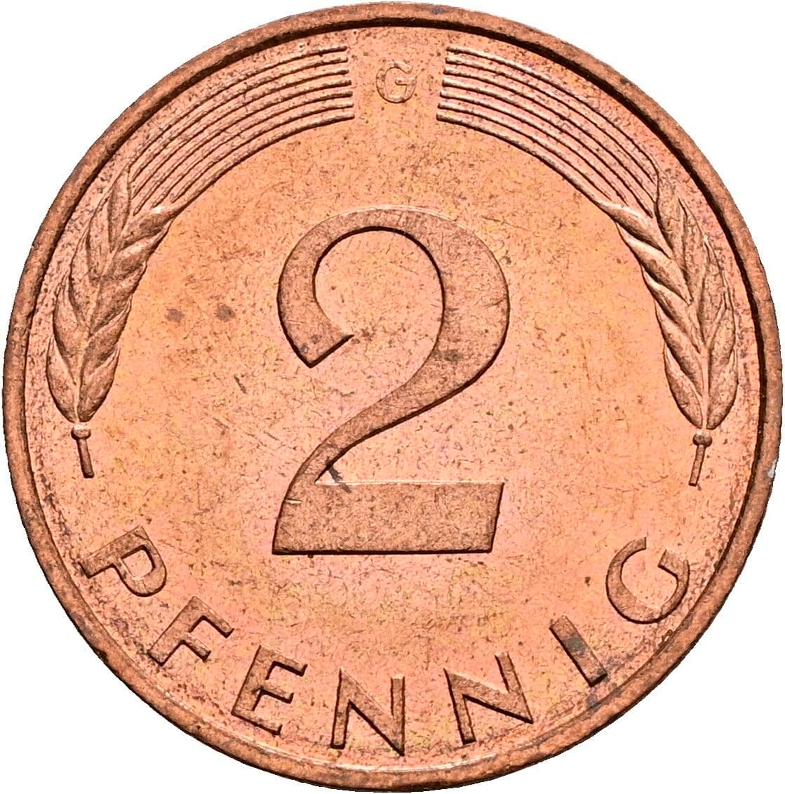 2 Pfennig 1989 G – Vorderseite