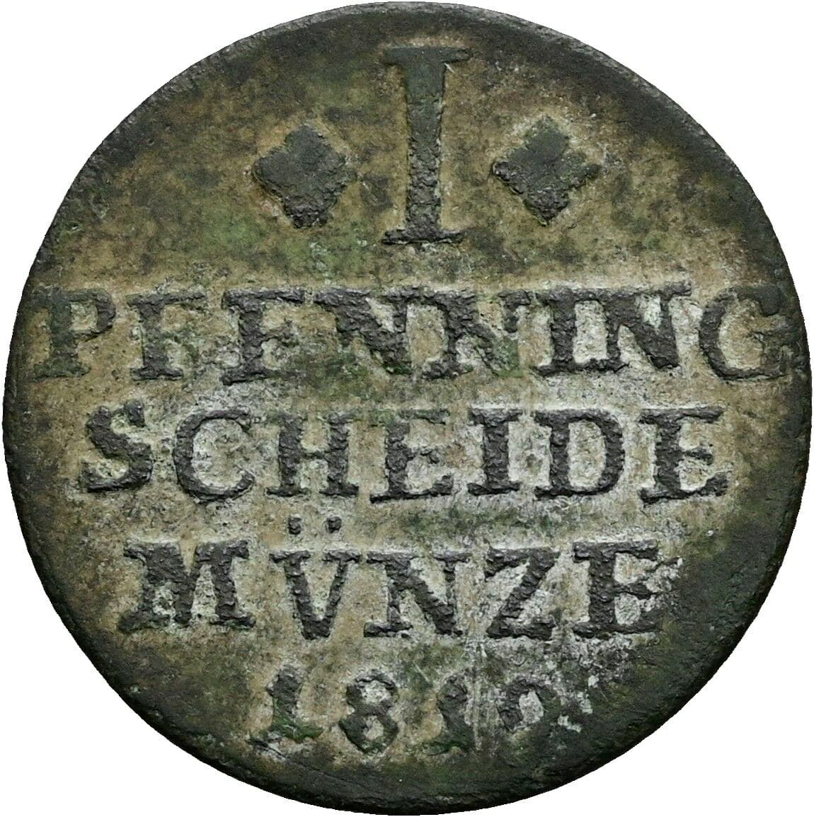 1 Pfennig Herzog Karl 1815-1830 1819 – Vorderseite