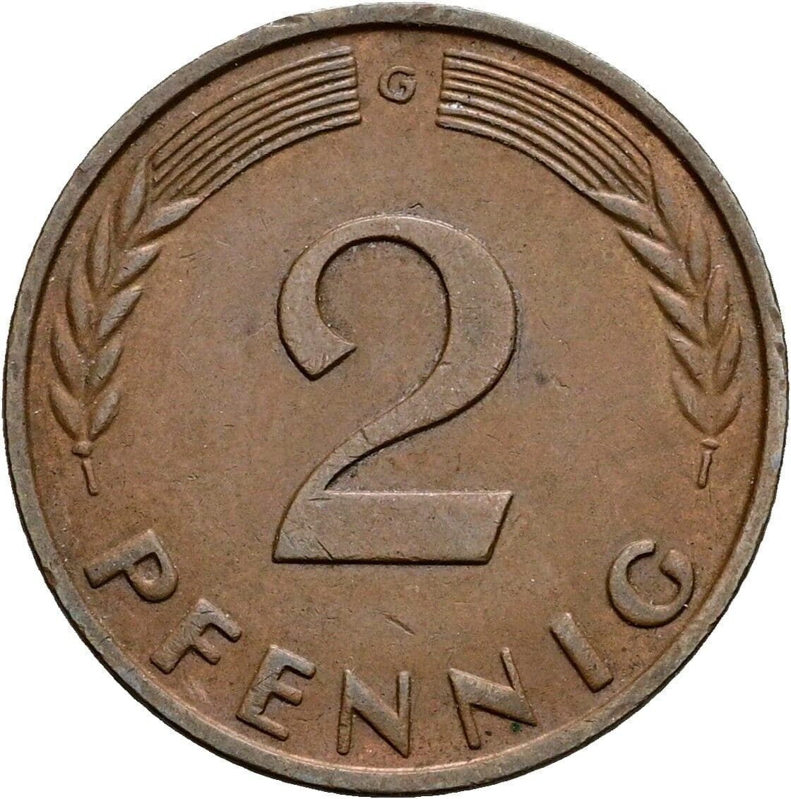 2 Pfennig 1963 G – Vorderseite
