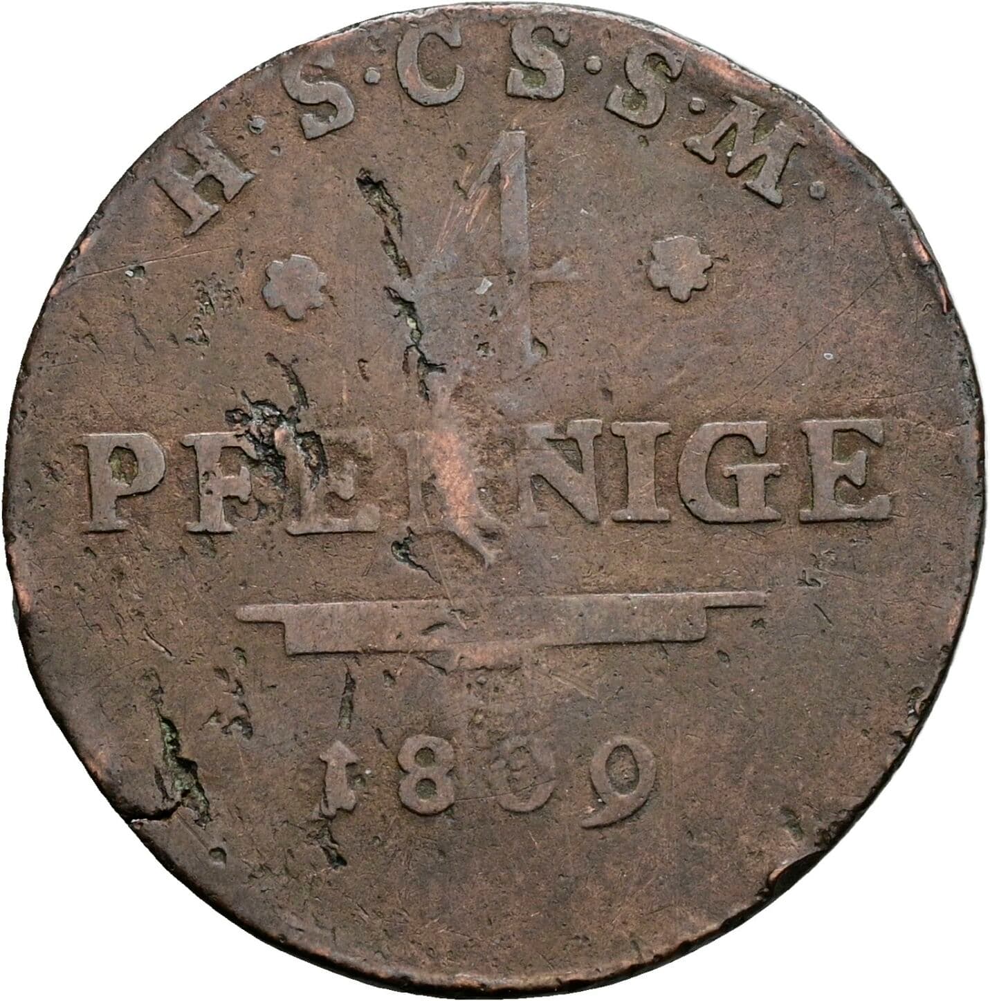 4 Pfennige mit Kontermarke KOBITZSCH