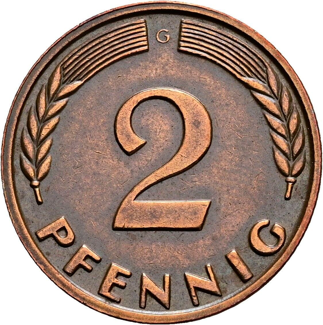 2 Pfennig 1965 G – Vorderseite