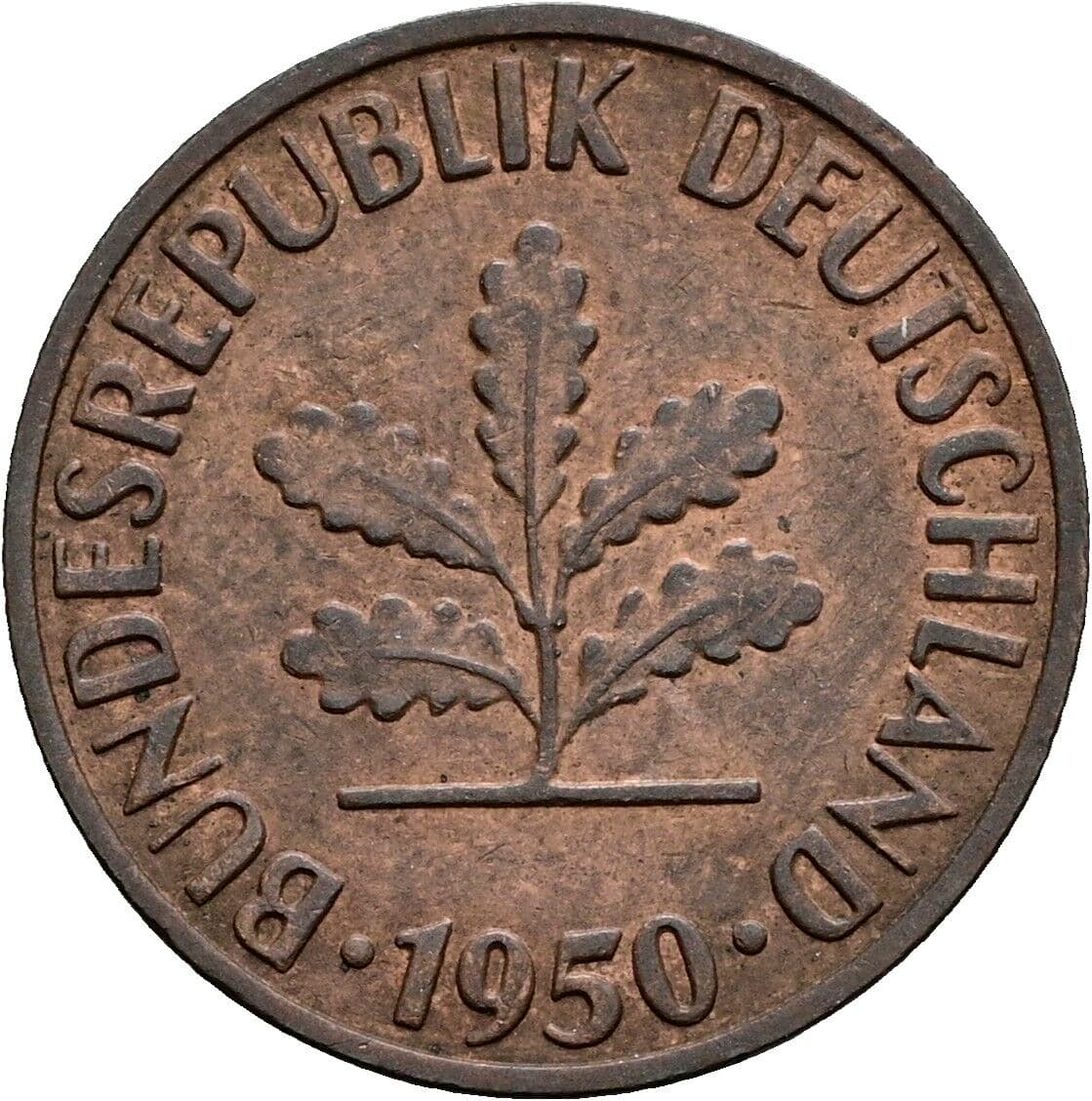 2 Pfennig 1950 F – Rückseite