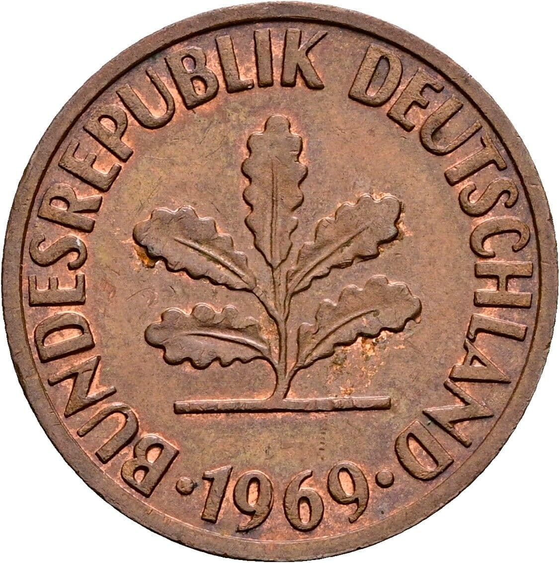 2 Pfennig 1969 G – Rückseite