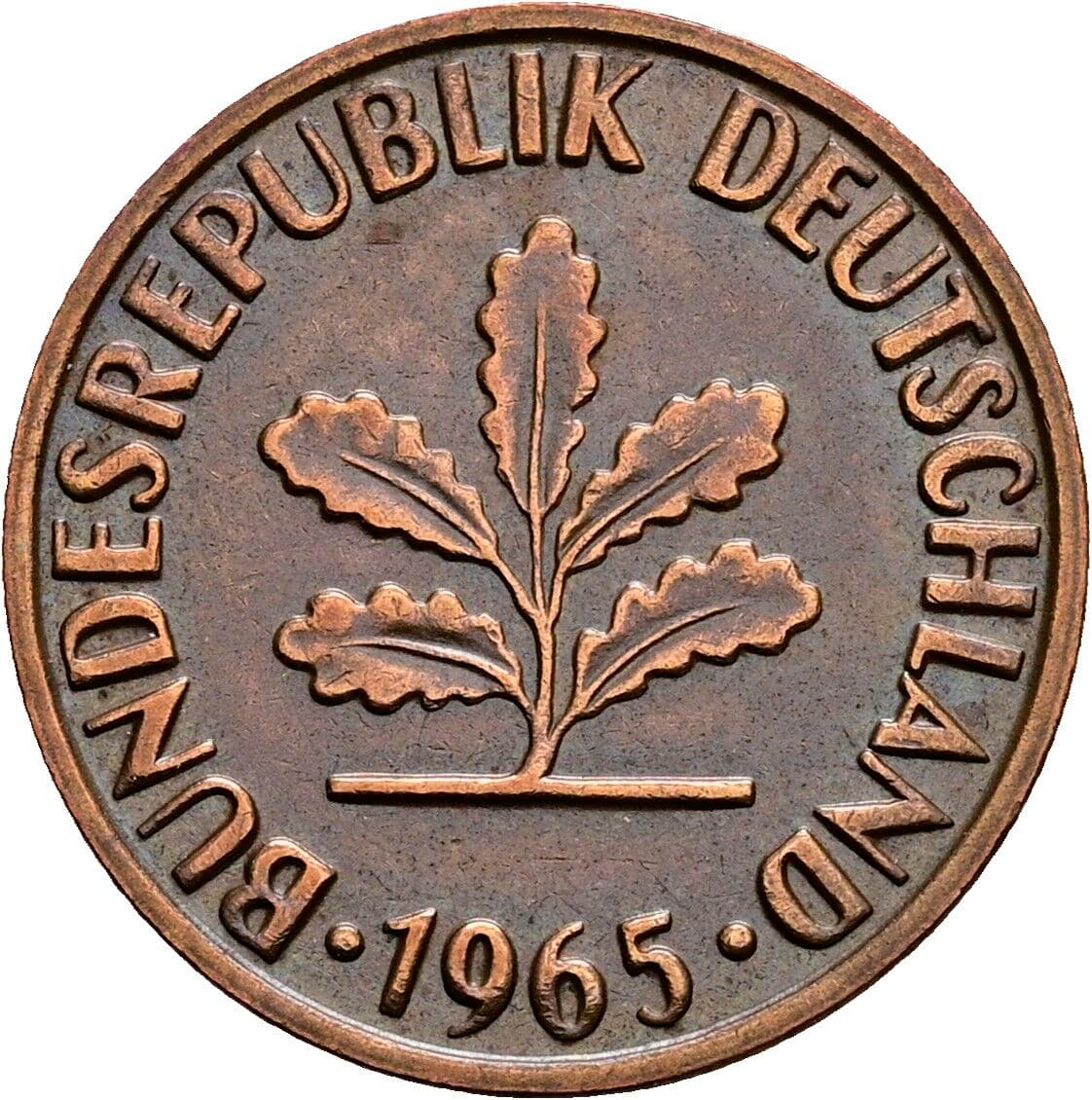 2 Pfennig 1965 G – Rückseite