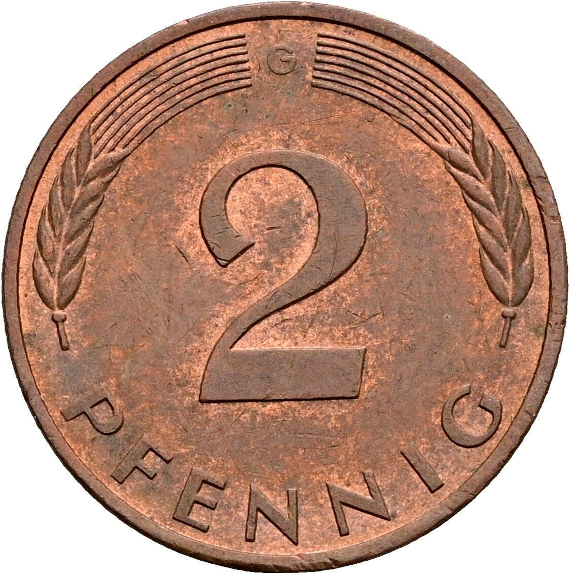 2 Pfennig 1984 G – Vorderseite