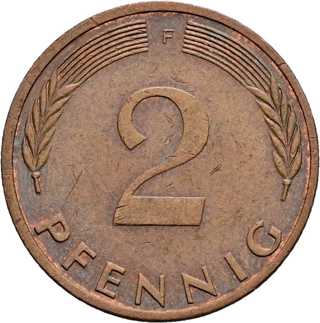 2 Pfennig 1977 F – Vorderseite