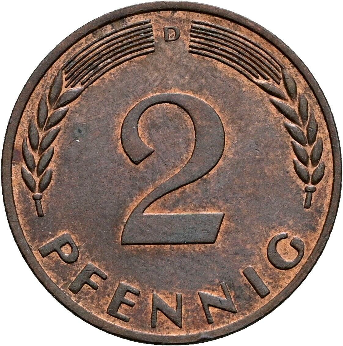 2 Pfennig 1967 D – Vorderseite